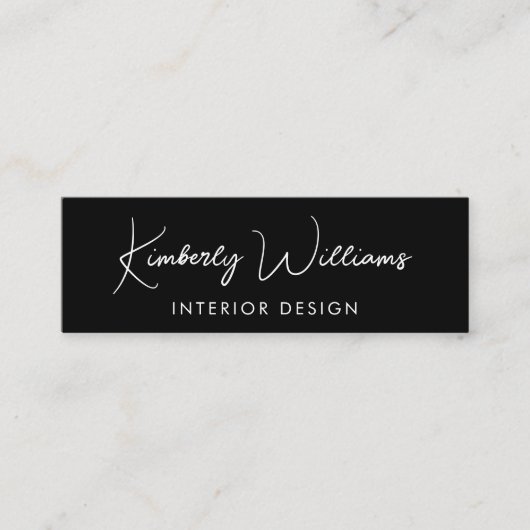 Beruflicher, moderner Script QR Code Schwarz Mini Visitenkarte (Vorderseite)