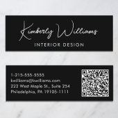 Beruflicher, moderner Script QR Code Schwarz Mini Visitenkarte