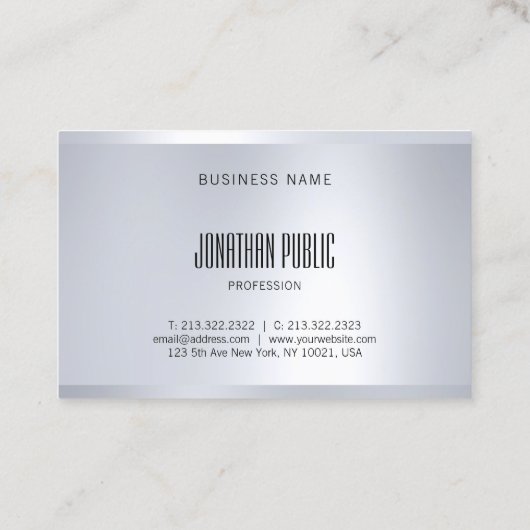 Beruflicher moderner silberner Blick-elegantes Visitenkarte (Rückseite)