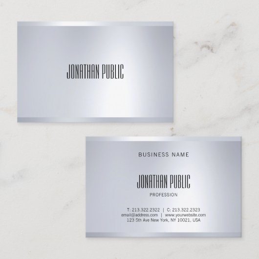 Beruflicher moderner silberner Blick-elegantes Visitenkarte (Vorne/Hinten)