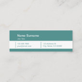 Beruflicher moderner Typo-aquamarine Mini Visitenkarte (Rückseite)