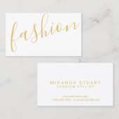 Beruflicher moderner White&Gold Mode-Stylist Visitenkarte (Vorne/Hinten)