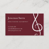 Beruflicher Musiker Treble Clef Modernes Burgund Visitenkarte (Vorderseite)