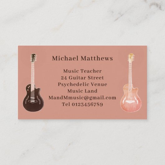Beruflicher Musikerlehrer Visitenkarte (Rückseite)