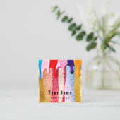 Beruflicher Nais Makeup Gold Glitzer Logo Tropfen Quadratische Visitenkarte (Stehend Vorderseite)