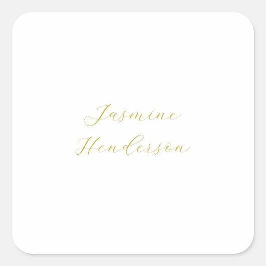 Beruflicher Name der Goldfarbenkalligraphie Quadratischer Aufkleber (Vorderseite)