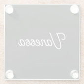 Beruflicher Name der Handschrift in schwarz Glasuntersetzer (Rückseite)