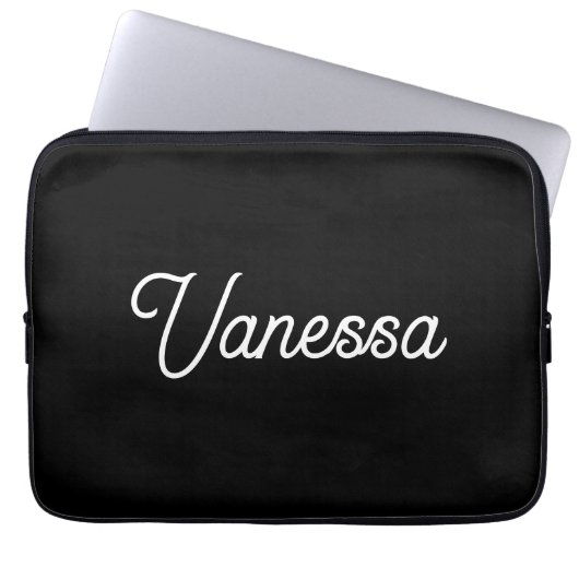 Beruflicher Name der Handschrift in schwarz Laptopschutzhülle (Vorderseite)