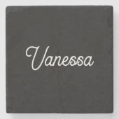 Beruflicher Name der Handschrift in schwarz Steinuntersetzer (Vorderseite)