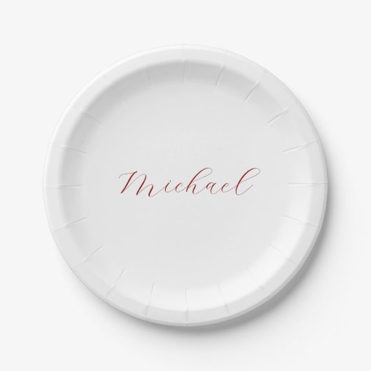 Beruflicher Name der Schrift minimalistisch modern Pappteller (Vorderseite)