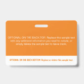 Beruflicher Name des modernen orangefarbenen Block Ausweis (Rückseite)