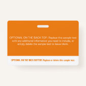 Beruflicher Name des modernen orangefarbenen Block Ausweis (Rückseite)