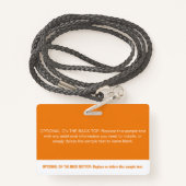 Beruflicher Name des modernen orangefarbenen Block Ausweis (Rückseite mit Schlüsselband)