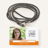 Beruflicher Name des modernen orangefarbenen Block Ausweis (Vorderseite mit Schlüsselband)