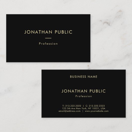 Beruflicher Name Schwarze Vorlage Visitenkarte (Vorne/Hinten)