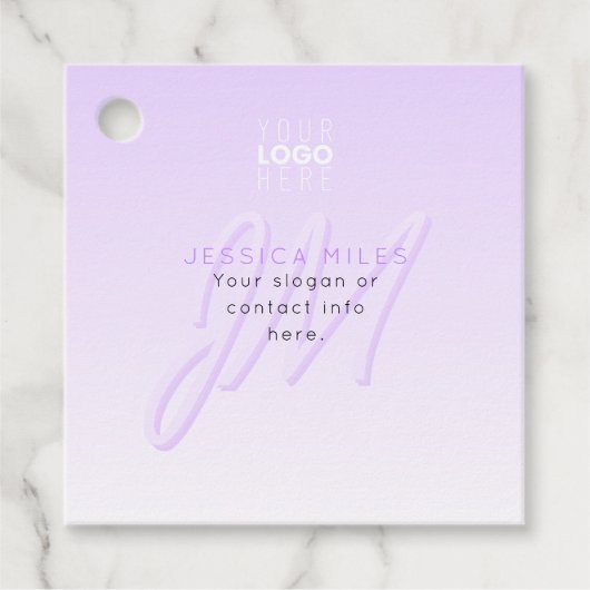 Beruflicher Name und Slogan | Helllila Geschenkanhänger (Vorderseite)