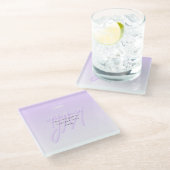 Beruflicher Name und Slogan | Helllila Glasuntersetzer (Schrägansicht)