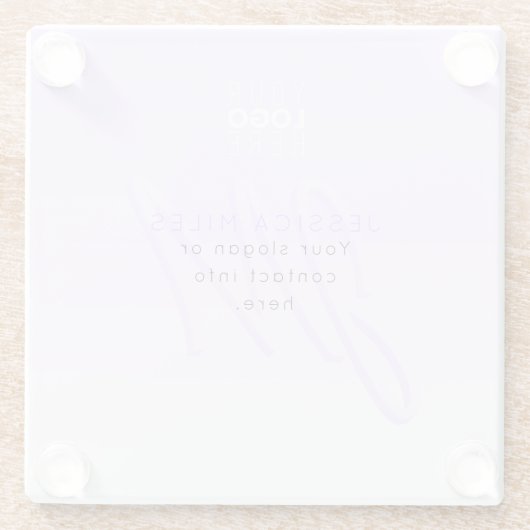 Beruflicher Name und Slogan | Helllila Glasuntersetzer (Rückseite)