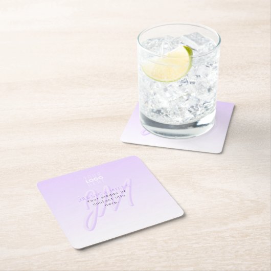 Beruflicher Name und Slogan | Helllila Rechteckiger Pappuntersetzer (Vor Ort)