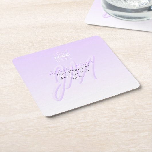 Beruflicher Name und Slogan | Helllila Rechteckiger Pappuntersetzer (angewinkelt)