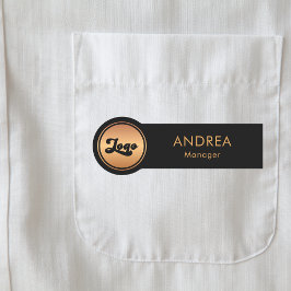 Beruflicher Name und Titel des Gold Round Circle L Namensschild