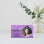 Beruflicher Nanny Custom Foto Lila QR Code Visitenkarte (Stehend Vorderseite)