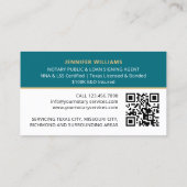 Beruflicher Notar Public Foto QR Code Aquamarin Visitenkarte (Rückseite)