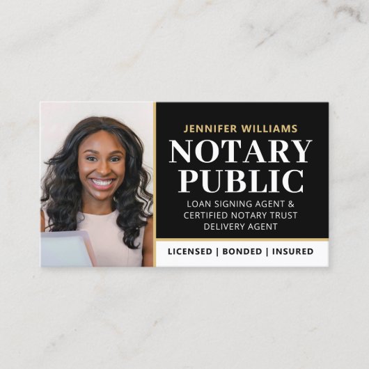 Beruflicher Notar Public Foto QR Code Black Visitenkarte (Vorderseite)