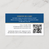 Beruflicher Notar Public Foto QR Code Blau Visitenkarte (Rückseite)