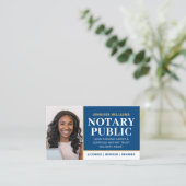 Beruflicher Notar Public Foto QR Code Blau Visitenkarte (Stehend Vorderseite)