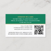 Beruflicher Notar Public Foto QR Code Green Visitenkarte (Rückseite)