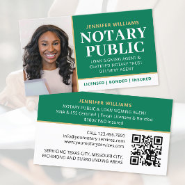 Beruflicher Notar Public Foto QR Code Green Visitenkarte