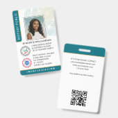 Beruflicher Notar Public Foto QR Code ID Aquamarin Ausweis (Vorder- & Rückseite)