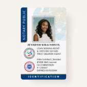 Beruflicher Notar Public Foto QR Code ID Blau Ausweis (Vorderseite)