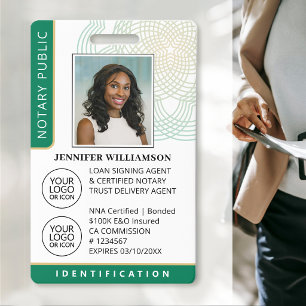 Beruflicher Notar Public Foto QR Code ID Green Ausweis