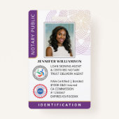 Beruflicher Notar Public Foto QR Code ID Lila Ausweis (Vorderseite)