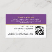 Beruflicher Notar Public Foto QR Code Lila Visitenkarte (Rückseite)