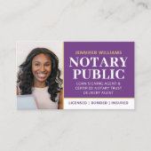 Beruflicher Notar Public Foto QR Code Lila Visitenkarte (Vorderseite)