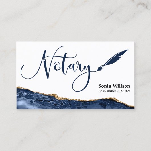 Beruflicher Notar-Signaturvertrag Agent Black Gold Visitenkarte (Vorderseite)