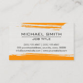 Beruflicher Orange Brush Stroke Visitenkarte (Rückseite)