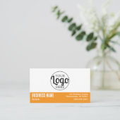 Beruflicher Orange- und White QR-Code für Logos Visitenkarte (Stehend Vorderseite)