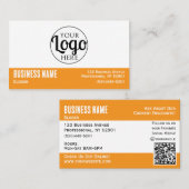 Beruflicher Orange- und White QR-Code für Logos Visitenkarte (Vorne/Hinten)