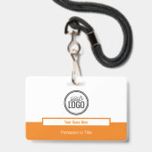 Beruflicher Orangefarbener Farbblock-Tag Ausweis (Vorderseite mit Lanyard)
