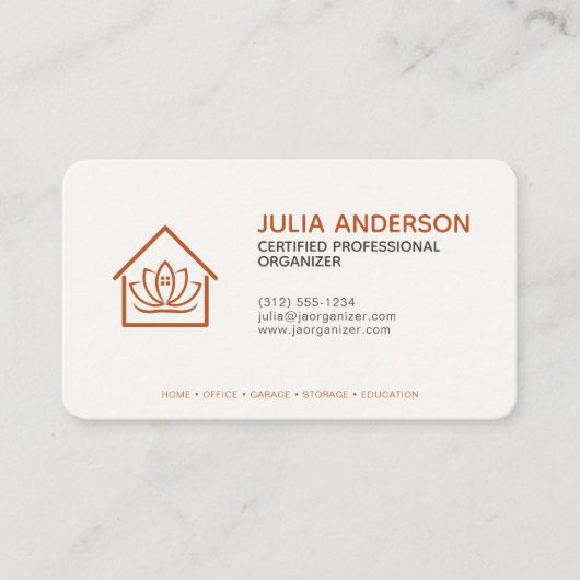 Beruflicher Organisator dunkler Orange Visitenkarte (Vorderseite)