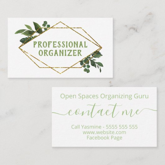 Beruflicher Organisator moderner geometrischer Grü Visitenkarte (Vorne/Hinten)