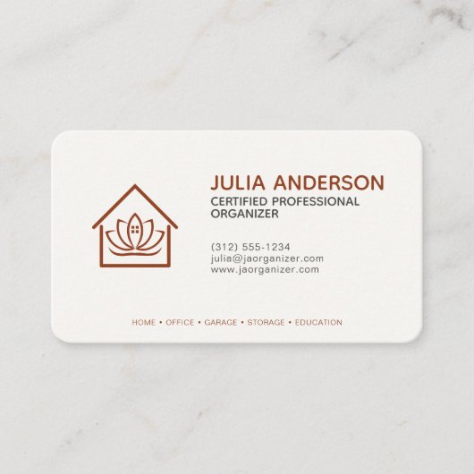 Beruflicher Organisator Terracotta Visitenkarte (Vorderseite)