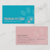 BERUFLICHER PAW-DRUCKER für Haustiere, rosa Türkis Visitenkarte (Vorne/Hinten)