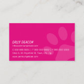 BERUFLICHER PAW-DRUCKER für Haustiere, rosa Türkis Visitenkarte (Rückseite)