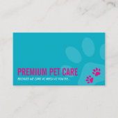 BERUFLICHER PAW-DRUCKER für Haustiere, rosa Türkis Visitenkarte (Vorderseite)