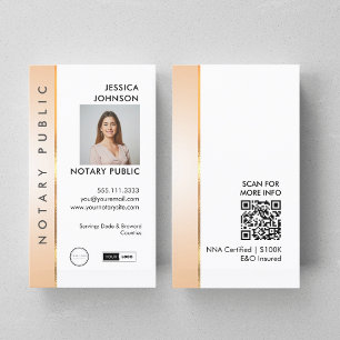 Beruflicher Peach & Gold Foto Notar QR Visitenkarte